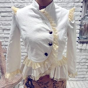 Green Envelope Jacket Top Lace Detail